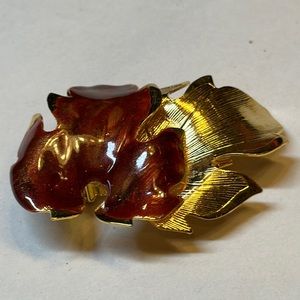 Enamel Fall Leaf Brooch